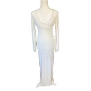 Club L London Kaelin‎ White Long Maxi Sexy Dress- Size 4 (UK Size 8)